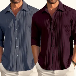 Evaless Men Relaxed Fit Self Design Spread Collar Casual Shirt